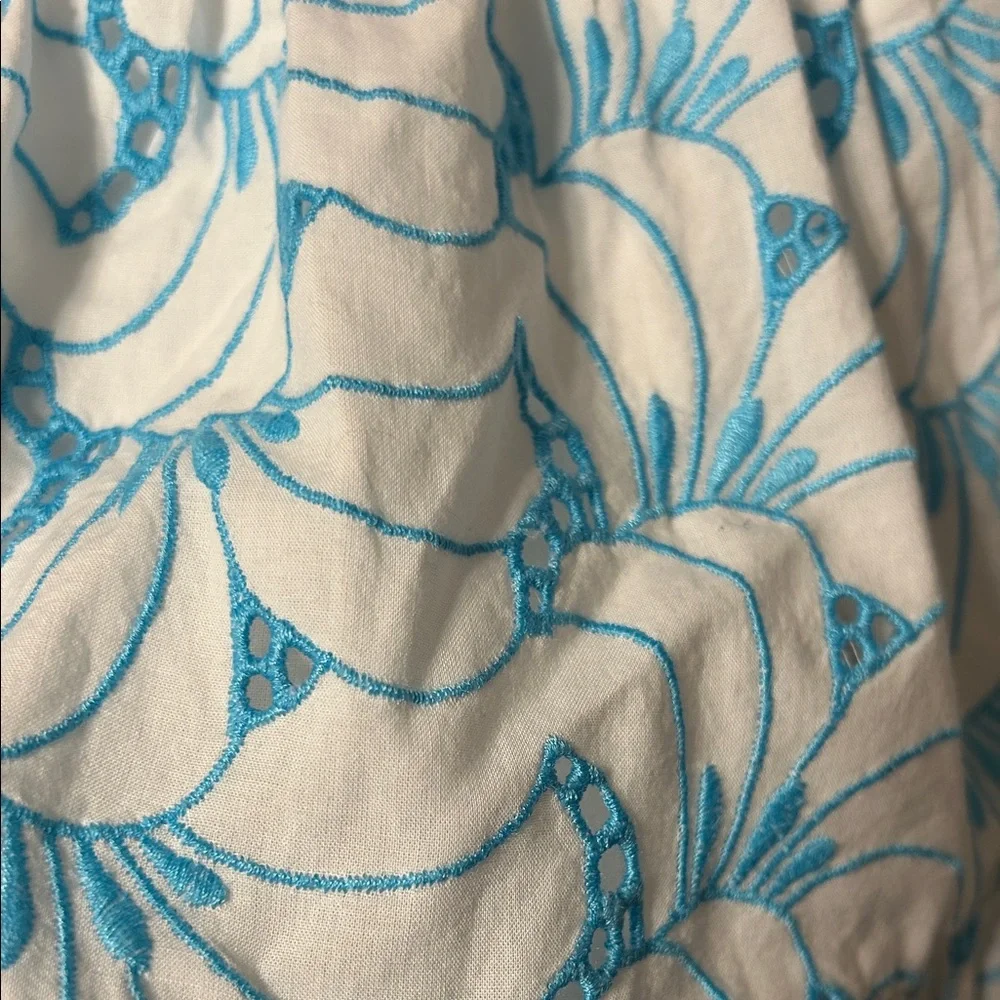 🎠Lilly Pulitzer Embroidered Fabric Addilyn one shoulder eyelet Pom Pom dress S - Picture 9 of 12